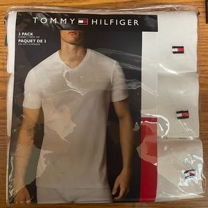 White Tommy Hilfiger V-Neck T-Shirts (3-Pack)